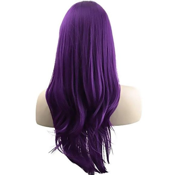 28" Long Purple Black Ombre Fashion WIG Wavy Curly Hair Cosplay w/cap - NIP - Picture 3 of 3